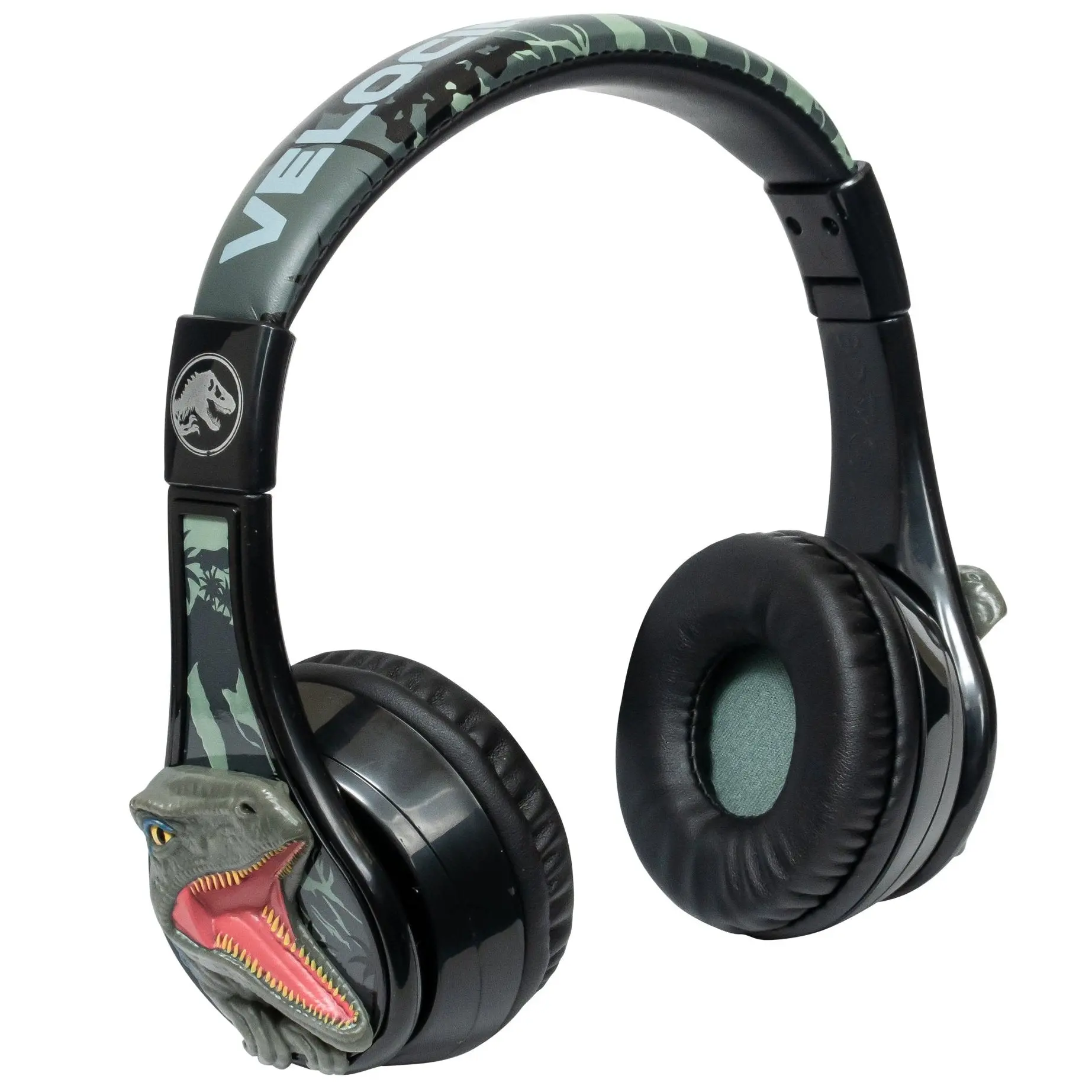 Jurassic World Kids' Wireless Bluetooth Headphones - Stereo Audio Device, Adjustable, Foldable, Rechargeable, USB Charging Cable, Detachable