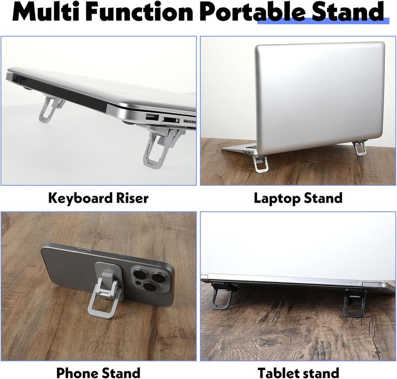 MUNBYN  Portable Keyboard Riser with Dual Tilt Angle,2pcs  Mini Laptop Feet for Desk, Invisible Lifter & Self-Adhesive Laptop Stand Bracket, Ideal for Office Use