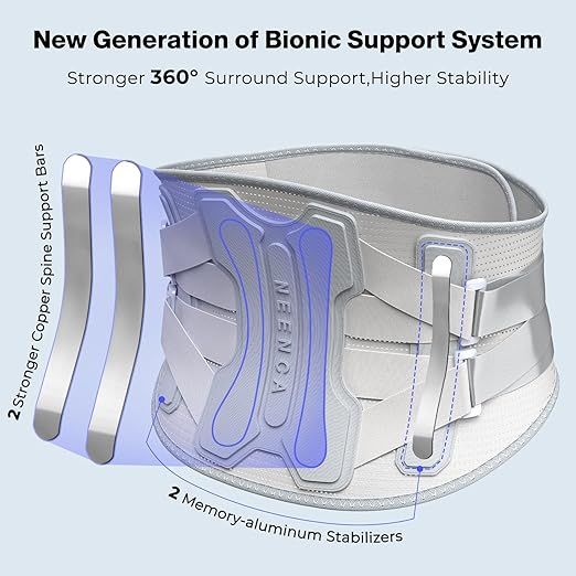 NEENCA Back Brace for Lower Back Pain Relief with Bionic Support System, Lumbar Support Belt for Women&Men with Lumbar Pad, Soft Breathable 3D Knit Fabric for Herniated Disc, Sciatica, Scoliosis NEENCA Back Brace for Lower Back Pain Relief with Bionic Support System, Lumbar Support Belt for Women&Men with Lumbar Pad, Soft Breathable 3D Knit Fabric for Herniated Disc, Sciatica, Scoliosis