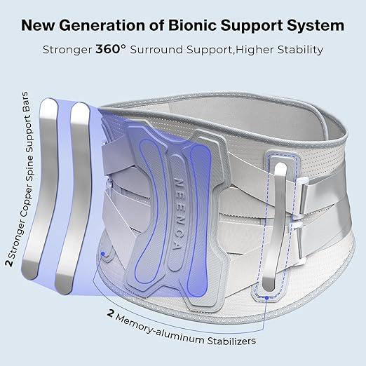 NEENCA Back Brace for Lower Back Pain Relief with Bionic Support System, Lumbar Support Belt for Women&Men with Lumbar Pad, Soft Breathable 3D Knit Fabric for Herniated Disc, Sciatica, Scoliosis