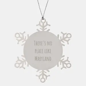 Funny Maryland Christmas Unique Gifts for Family from Friends - Snowflake Ornament, There's No Place Like Maryland