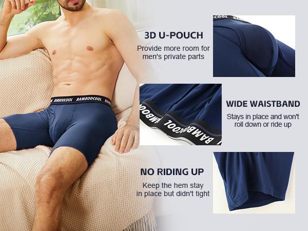 BAMBOO COOL Men's Long Boxer Briefs Performance Long Leg Sports Underwear MultiPack Soft Comfortable Breathable Skin-Friendly High-Quality Material Moisture-Wicking SpringStatements
