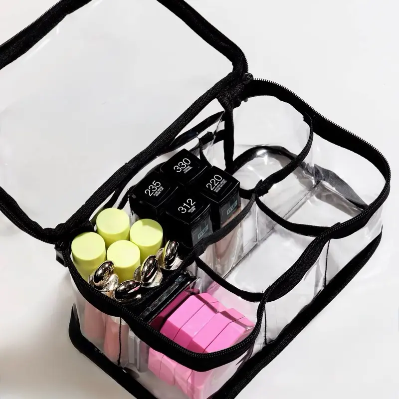 Clear Plastic Divided Bag Organizer with Multiple Pockets, Bag Organization Solution for Toiletries & Makeup, Travel Storage Device Holder, Holder Bag Organizers