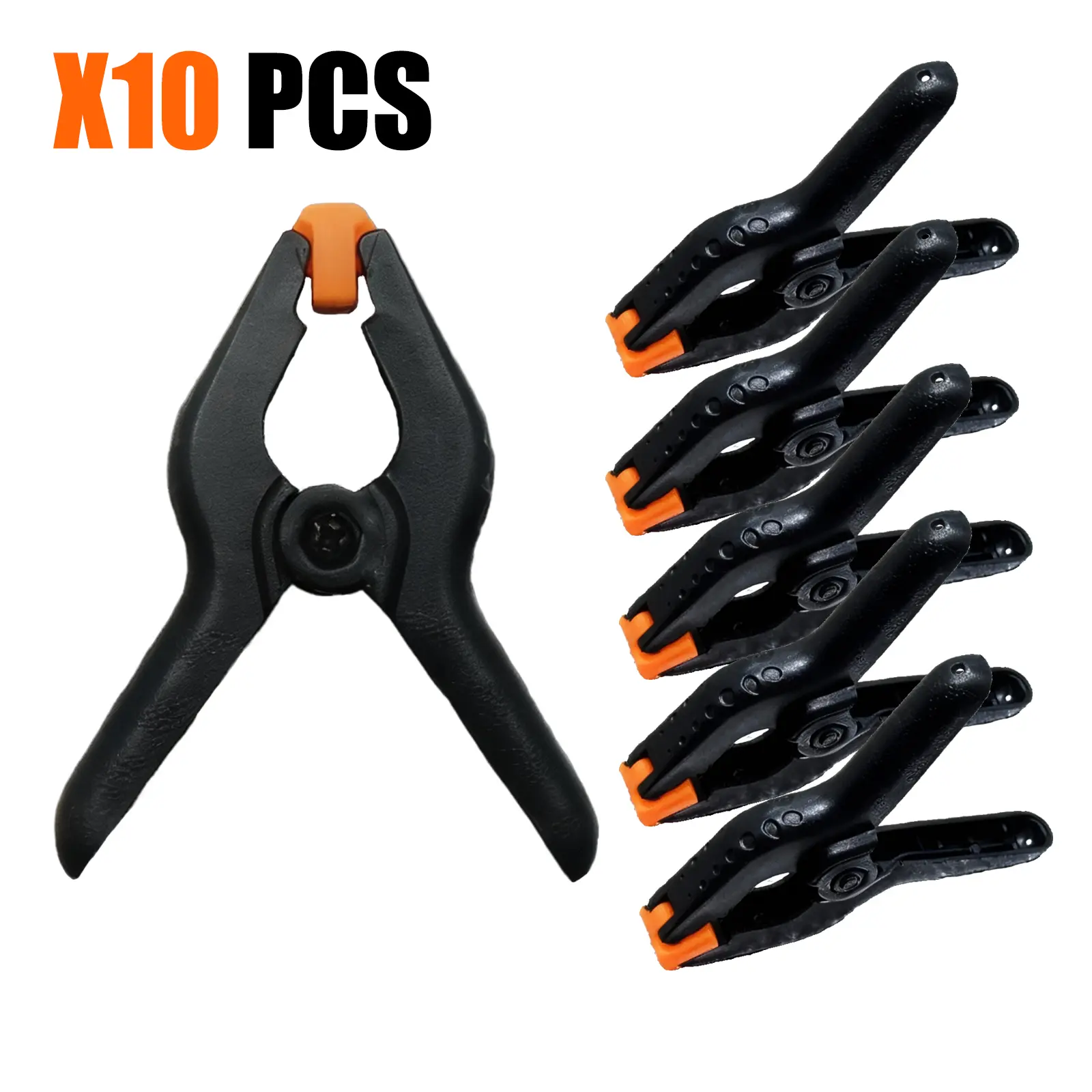10-Pack Heavy Duty Spring Clamps with Swivel Pads, Fiberglass Reinforced Nylon Quick Release Clamps, 1.5-Inch Jaw Opening, Strong Grip Clamping Clips for Woodworking, Photography Backdrops, Crafts, Home Projects & DIY Applications