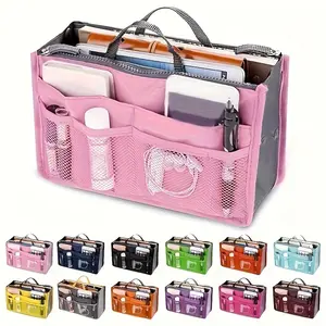 ZY Multifunctional Storage Bag, Foldable Polyester Organizer for Home & Travel Use, Multi-Pocket Design for Cosmetics, Wallets, Keys, Travel Essentials Bag