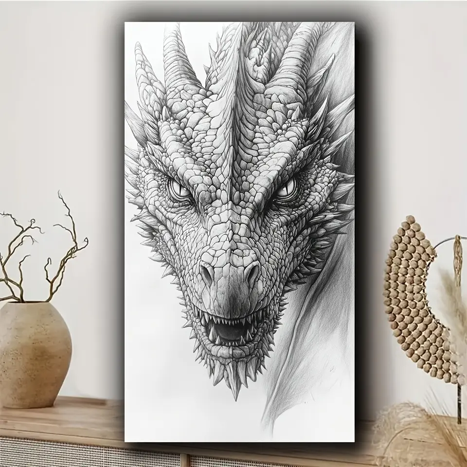 Large Size Black white dragon Diamond Art Kits For Adults,Diamond Painting Kits, Full Round Diamond Mosiac Kits For Adults, Diy Handicrafts, Art And Crafts For Home Decor, 16x32 Inch summerwins