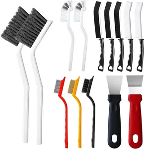 Cleaning Brush Set 14Pcs V Shape Grout Cleaner Brush for Deep Cleaning Gap Hard Bristle Scrub Brushes Tools Ideal for Household Bathroom Kitchen Toilet Window