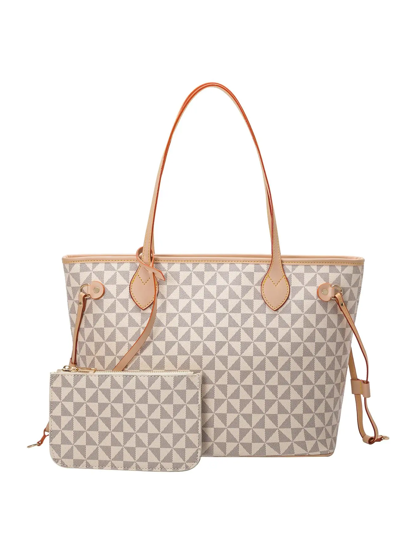 Fashionable Geometric Pattern Tote Bag & Wallet Set, Work Commuter Bags for Women, Large Capacity Shoulder Bag & Wallet, Casual Trendy Versatile High-quality Daily Commuting Unique Bags Set