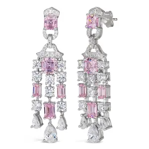 Red Carpet Worthy Chandelier Earrings in Argyle Pink