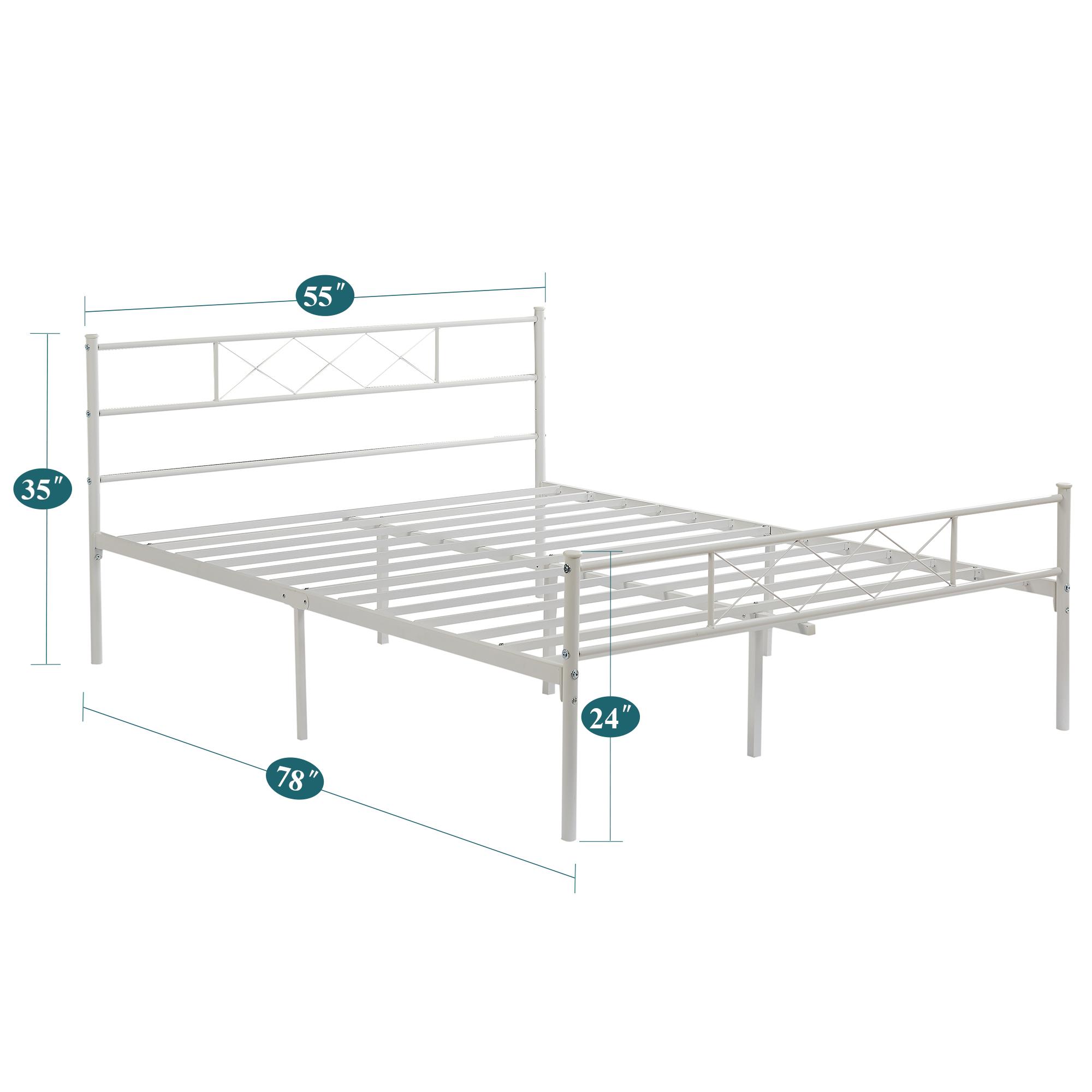 VECELO Metal Platform Bed Frame with Headboard & Footboard - Twin/Full/Queen/King Size, Sturdy Construction, No Box Spring Needed