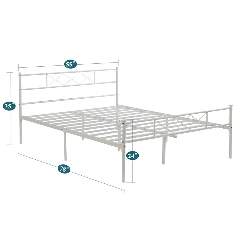 VECELO Metal Platform Bed Frame with Headboard & Footboard - Twin/Full/Queen/King Size, Sturdy Construction, No Box Spring Needed
