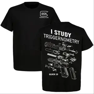I Study Triggernometry Glock 19 Blueprint T-Shirt, Great for Glock Enthusiasts, Tactical Gear, Full Size, Full Color