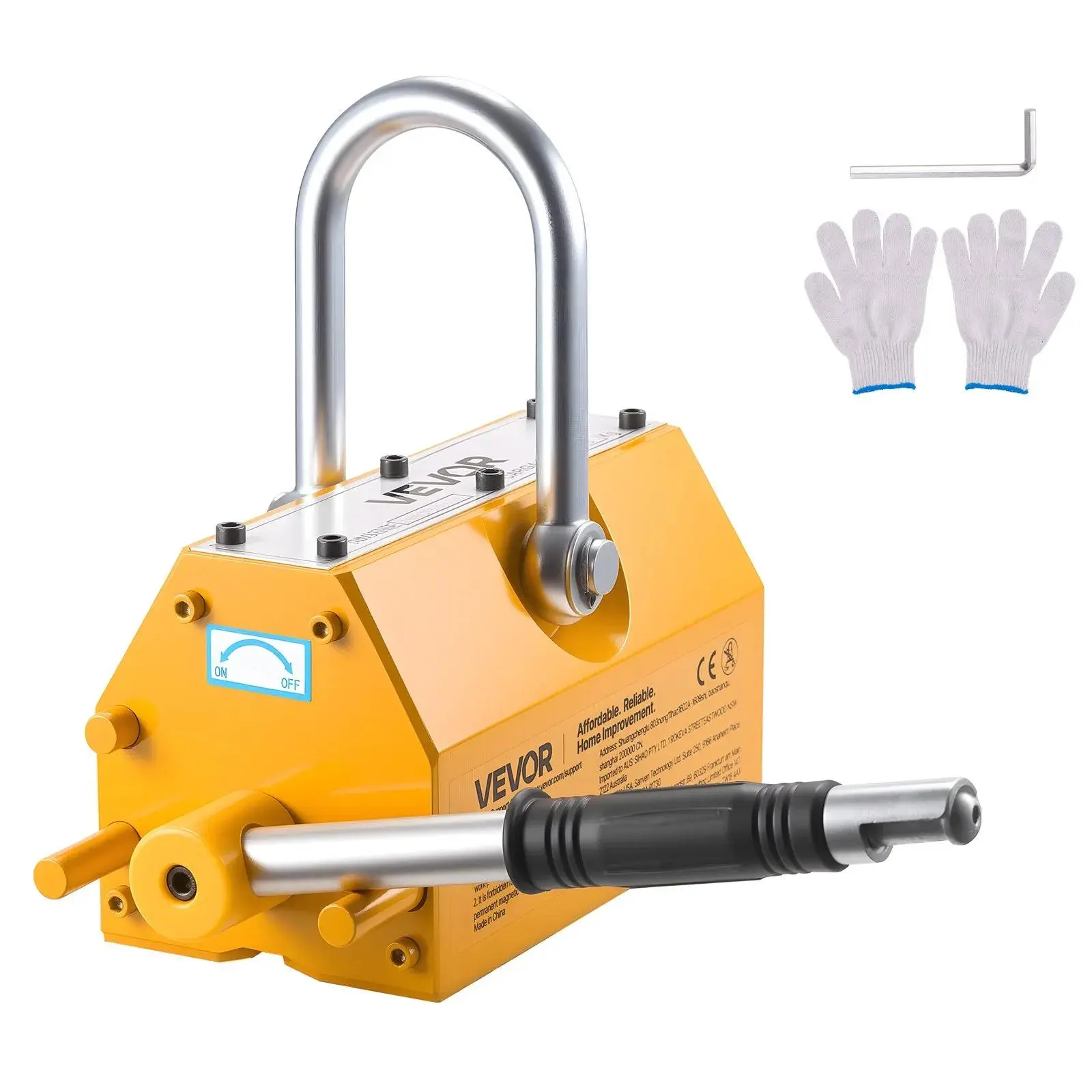 【SummerFinds】VEVOR Permanent Magnetic Lifter, 2200 lbs Pulling Capacity, Heavy Duty N42 Neodymium Lifting Magnet with Release Handle and Steel Hook, Used in Shop Crane and Hoist, for Lifting Plate Steel, Board