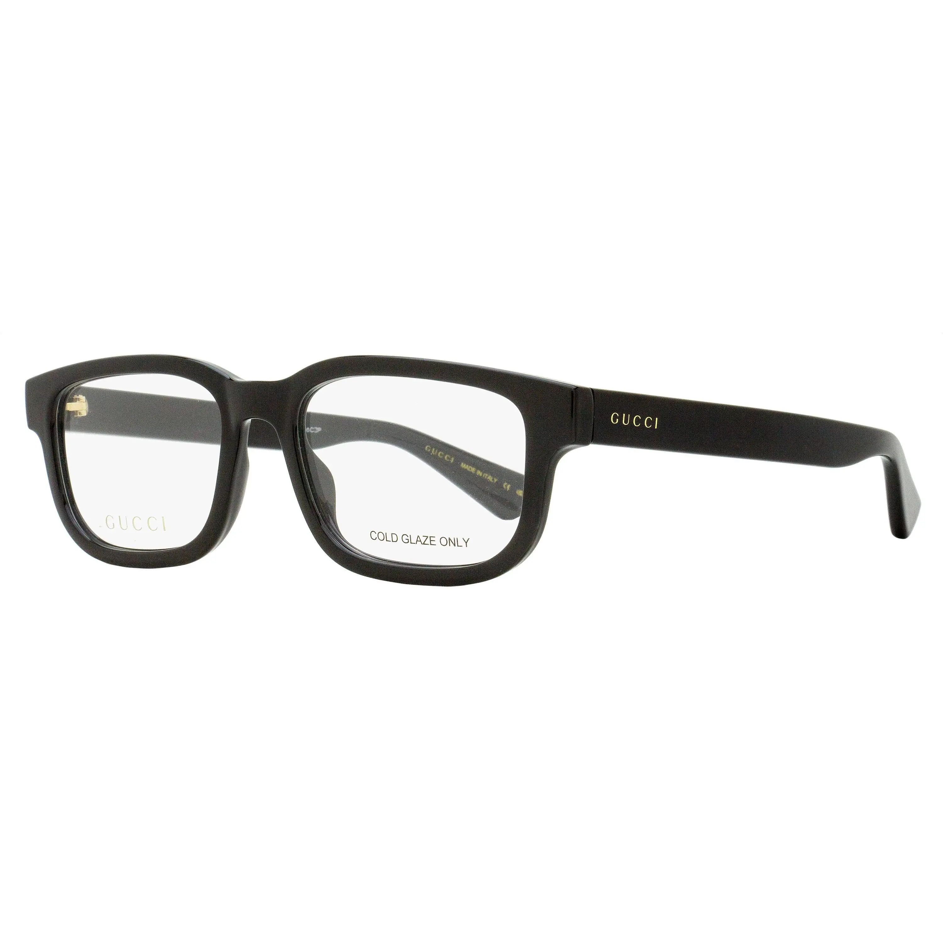 Gucci GG1584O 001 Men's Arched Rectangle Acetate Optical Eyeglasses - Black 53mm Statement Frame Glasses, Bold Fashion-Forward Designs, Fashion, Iconic GG Logo, Luxury Craftsmanship, Vintage Inspiration, Arching Brow Line, Demo Lens, BPA-Free, DEHP-Free