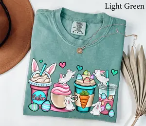 Comfort Colors Easter Coffee Cups Shirt, Some Bunny Needs Coffee Shirt, Funny Easter Shirt, Easter Shirts For Women, Easter Mama Shirt