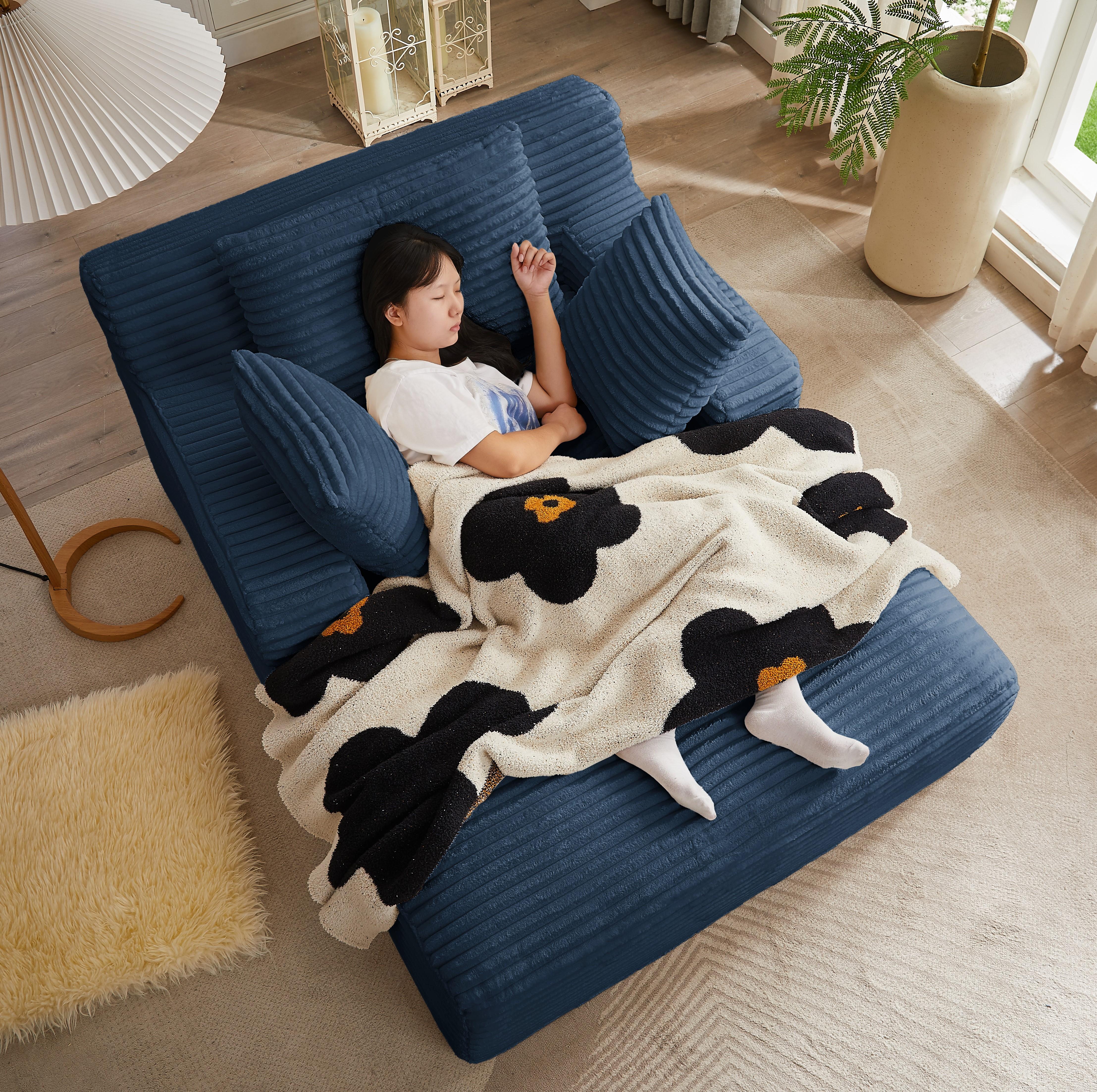 Boneless Couch Bed Chaise Oversized Lounge Series Plush Corduroy 1200LBS Load Bearing ,With Cup holder ,With Storage bag,No Assembly Required 24 Months Warranty,Upholstered Fluffy cloud sofa bed with Throw Pillows,Indoor Sleeper Chair Boneless Couch Bed Chaise Oversized Lounge Series Plush Corduroy 1200LBS Load Bearing ,With Cup holder ,With Storage bag,No Assembly Required 24 Months Warranty,Upholstered Fluffy cloud sofa bed with Throw Pillows,Indoor Sleeper Chair