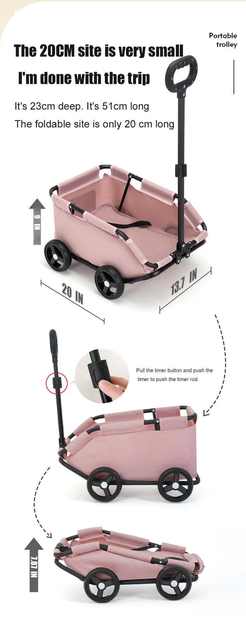 Pawzseek Premium Pet Travel Cart for Small Dogs & Cats - 360° Swivel Pull Rod, 4 Wheels, Easy Maneuver, Foldable Outdoor Carrier