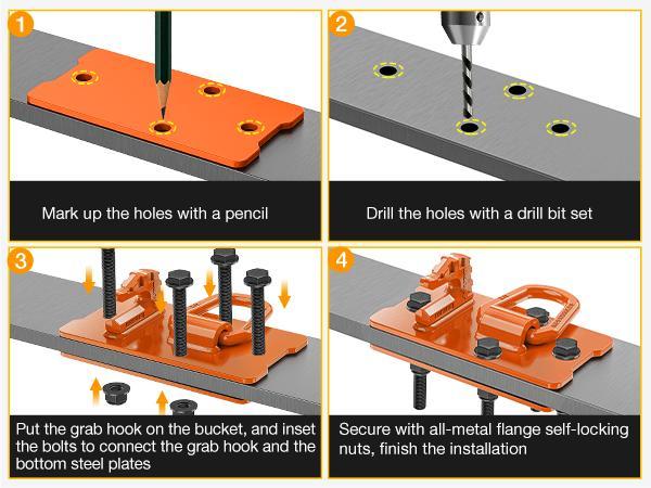 Nilight 2PCS Tractor Bucket Hooks with Tie Down Ring, Grade 70 Grade Forged Steel Bolt-On Grab Hook with Back Plates for Tractor Bucket RV UTV Truck MBS 15000 lbs, Orange Nilight 2PCS Tractor Bucket Hooks with Tie Down Ring, Grade 70 Grade Forged Steel Bolt-On Grab Hook with Back Plates for Tractor Bucket RV UTV Truck MBS 15000 lbs, Orange