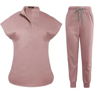 Scrubs Set for Women Nurse Uniform Jogger Suit Stretch Top & Pants with Multi Pocket for Nurse Esthetician Workwear Clothes Womenswear Fitted Minimalist Women's Workwear Trouser Basic Deep Green Gamis