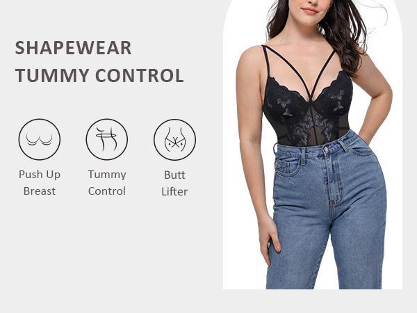 FeelinGirl Shapewear Bodysuits for Women V Neck Tummy Control Blackless Body Suits Thong Comfort Fabric dealsforyoudays FeelinGirl Shapewear Bodysuits for Women V Neck Tummy Control Blackless Body Suits Thong Comfort Fabric dealsforyoudays