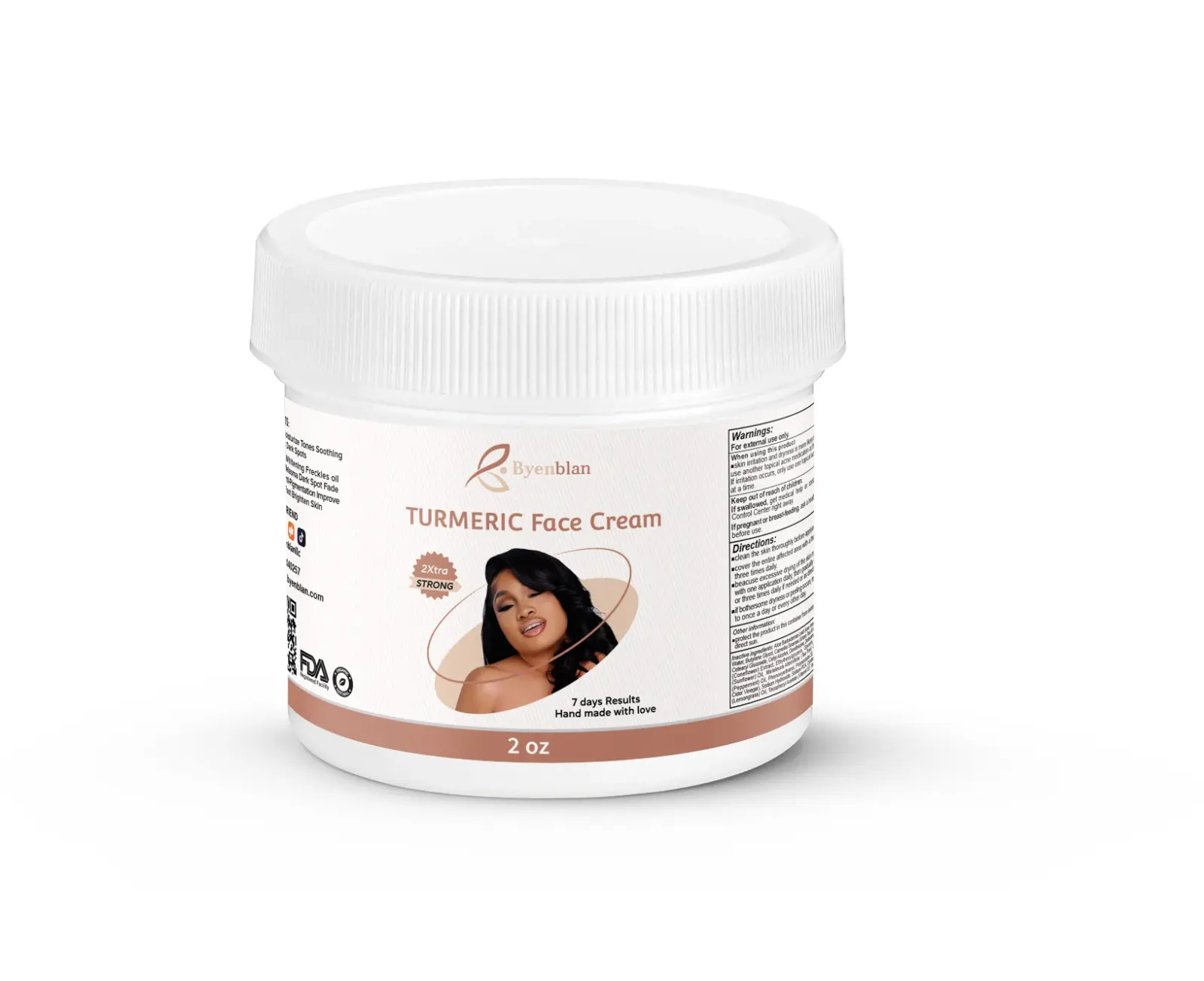 Byenblan Fanm Andeyò Tumeric Face Cream - Natural Skincare for Radiant Skin, Moisturizing and Nourishing Formula, Ideal for Daily Use 2oz