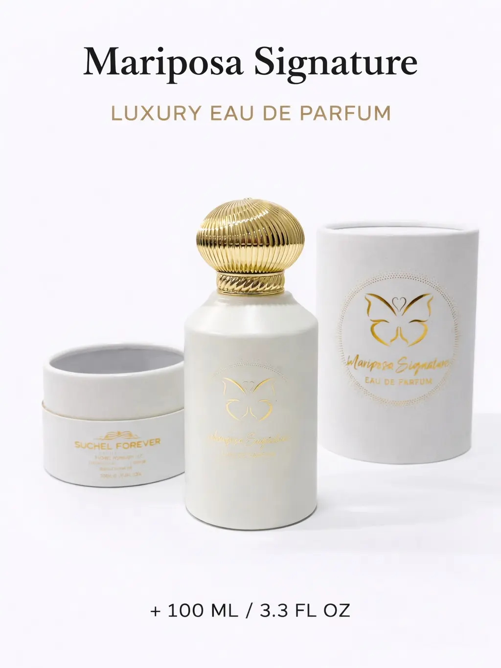 SUCHEL FOREVER Mariposa Signature Luxury Women's Eau de Parfum (3.3 fl oz, 3-3.9 fl oz Single Item) - Aromatic, Alcohol-Based, Elegant Floral Sweet Fragrance with Saffron Jasmine Notes, Aromatic Women's Fragrance, Alcohol-Based Women's Fragrance