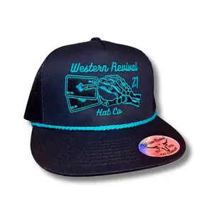 Blackjack Black Teal Hat SnapBack