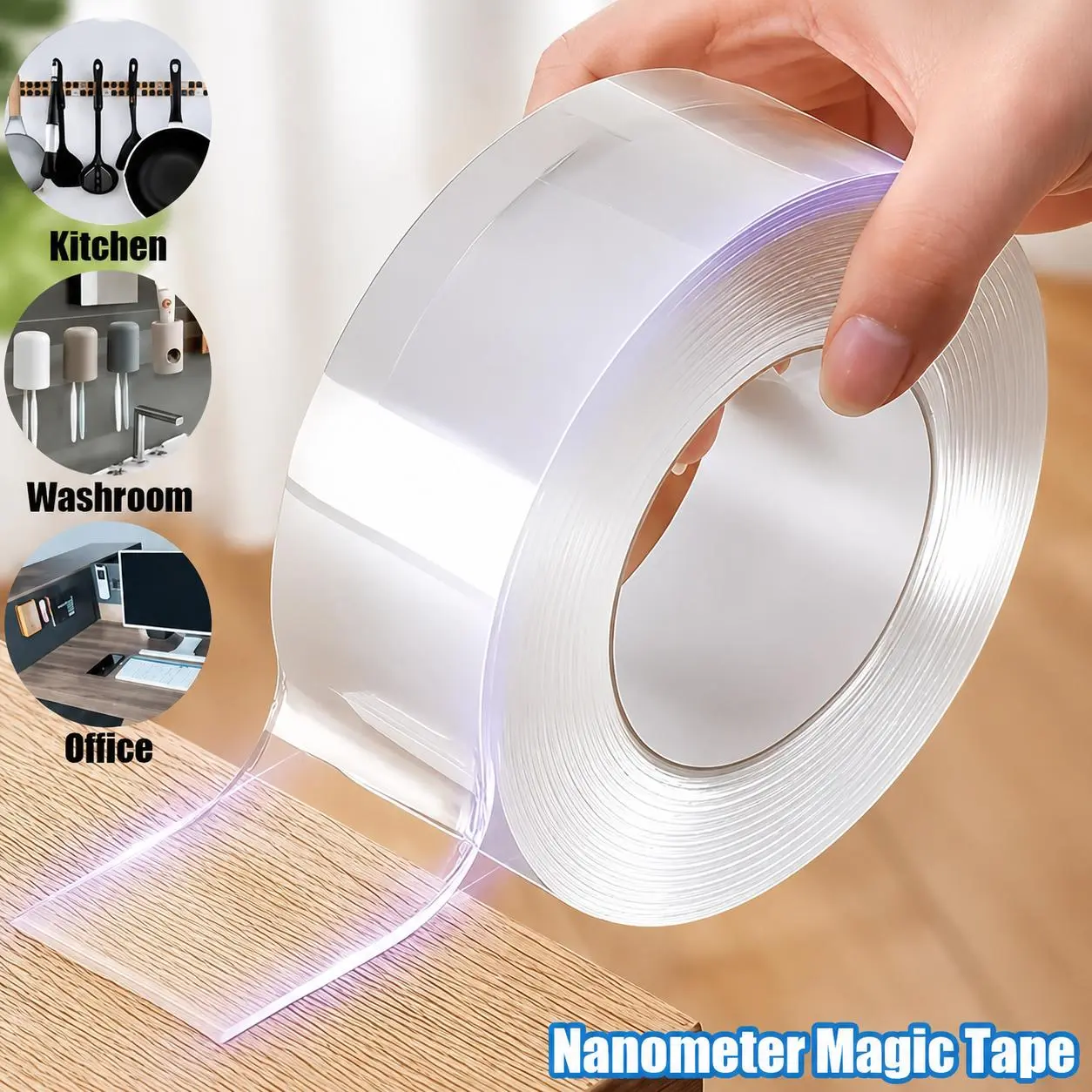 Double-Sided Heavy-Duty Tape (32‘10 feet), Nano Double-Sided Tape, Transparent Mounting Tape, Reusable Waterproof Tape, No-Trace Magic Tape, Picture Hanging Adhesive Strips, Ideal for Home Decor Projects#TOP PICKS