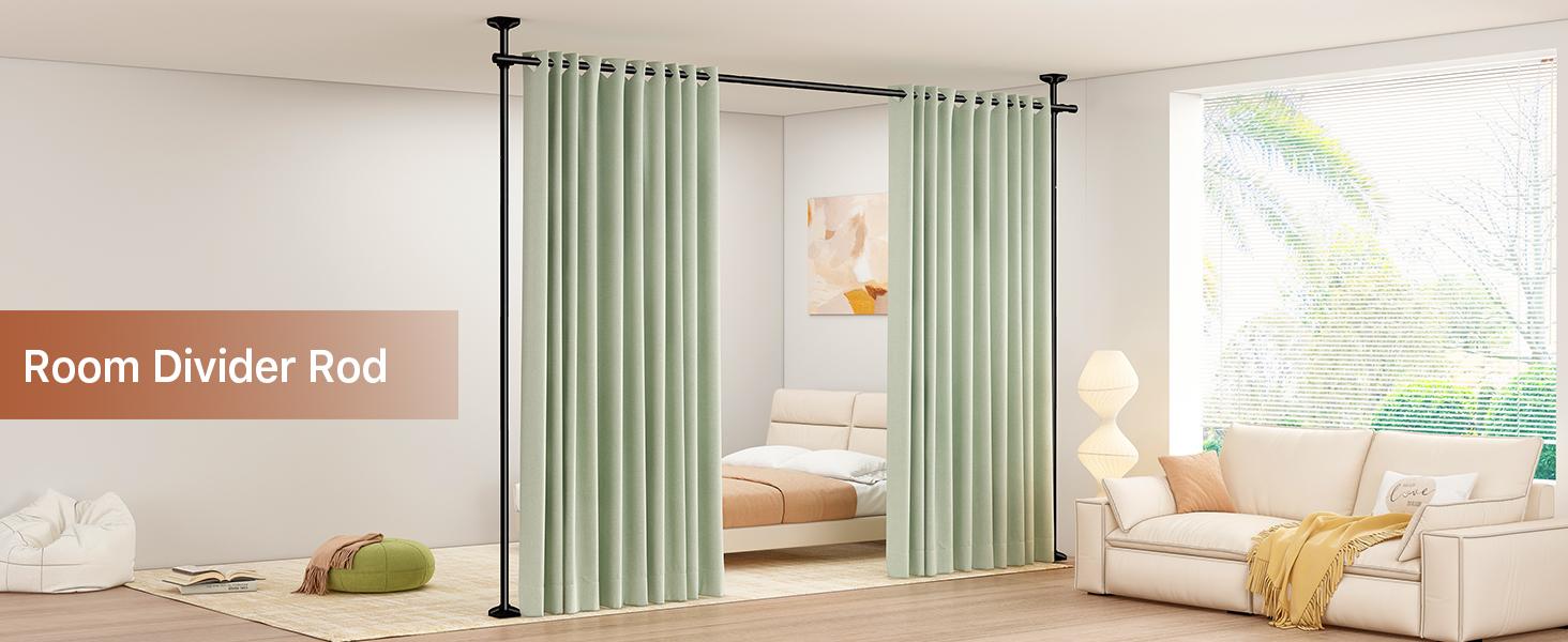 Adjustable Bedroom Partition Rod - Heavy-Duty Room Divider Curtain Rod for 4-10 Ft High and 28-70 in Wide Spaces - No Drill Freestanding Separator Freestanding Tension Curtain Stand(Curtains are not included) Adjustable Bedroom Partition Rod - Heavy-Duty Room Divider Curtain Rod for 4-10 Ft High and 28-70 in Wide Spaces - No Drill Freestanding Separator Freestanding Tension Curtain Stand(Curtains are not included)