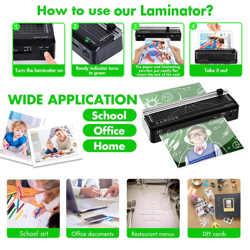 A4 Laminating Machine with Integrated Cutter 60s Warm-Up Never Jam Technology Safe Reliable Mini Laminator for Photos Docs Cards Tags Blue Pink Portable Lightweight 0.8kg Compact Design