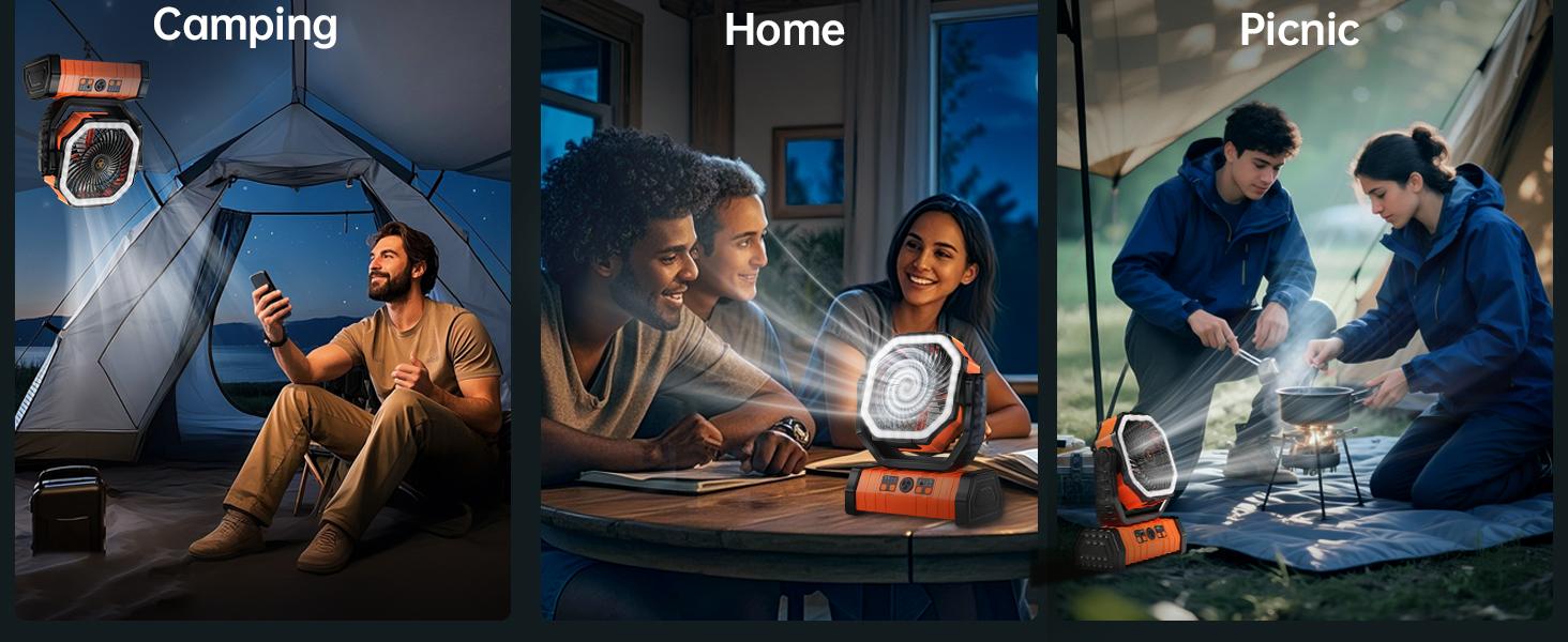 30000mAh Camping Fan with LED Light & Remote Control | Auto-Oscillating 270° Portable Power Bank Desk Fan with Hook & Timer | USB Rechargeable 4-Speed Battery Operated Outdoor Tent Fan for Camping, Travel, Beach, Emergency, Patio, Fishing & Mobile Use
