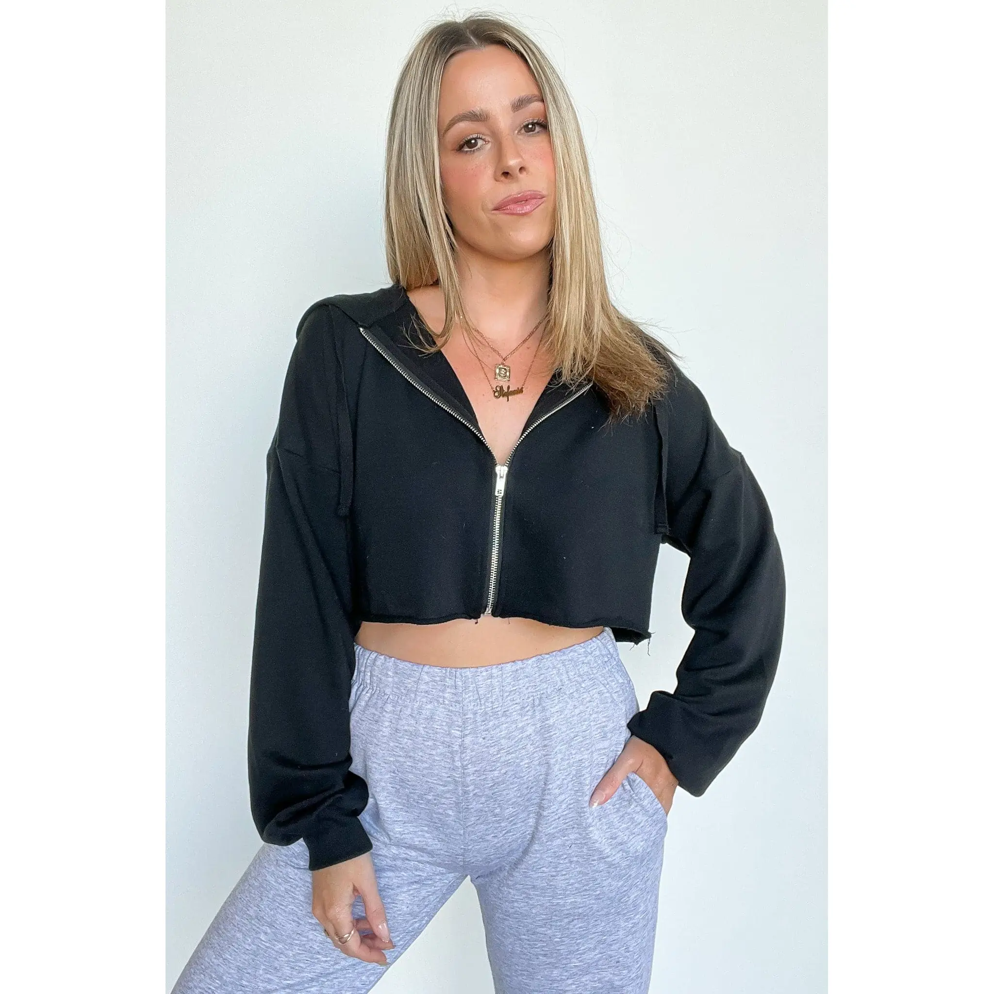 Kayye Cropped Zip Hooded Jacket - FINAL SALE