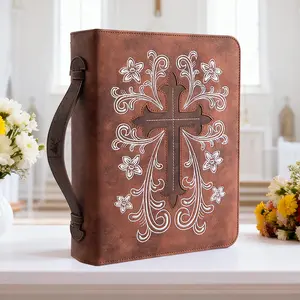 Bible Cover with Handle & Zipper, Large Capacity Bible Case for Standard Size Bible, Christian Church & Office Supply Organizer, Religious Faith Gift for Women & Bible Study-YY