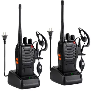 Baofeng Walkie-Talkie 888S Rechargeable Long-Range with Headset for Adults, 16-Channel Professional Handheld Two-Way Radio, Includes Lithium Battery and Charger (2 Units with 2 Headsets)