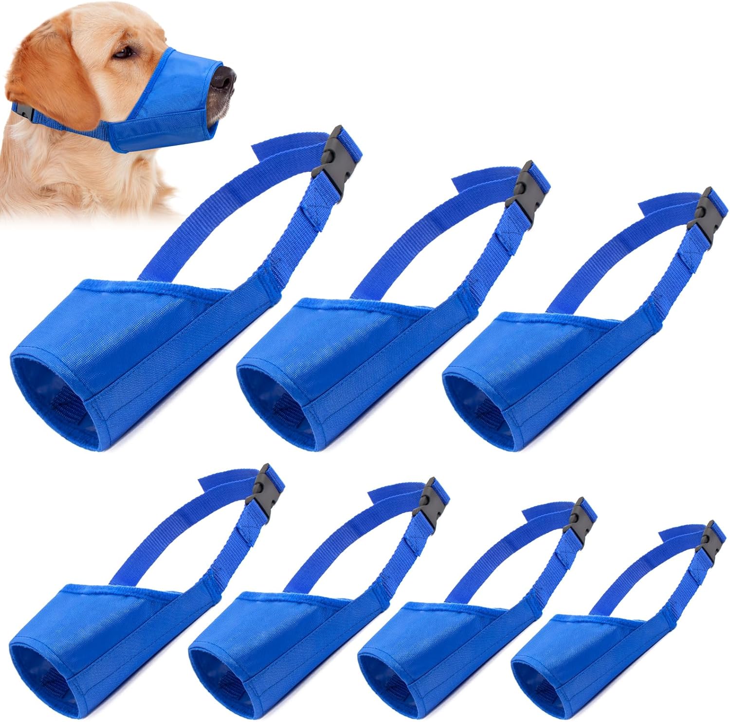 7PCS Pet Dog Muzzles,Suitable for Biting,Barking and Chewing, Adjustable Suitable for Small and Medium-sized Dogs,Soft and Comfortable Dog Muzzles Are Suitable for Long Noses