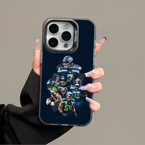 IPhone 17 Promax Phone Case Anti Drop Case Suitable For IPhone 16 15 14 13 12 11 Xs Plus Samsung S25 S24 S23 S22 Ultra FE Acrylic Protective Shockproof Rugged Case Seahawks Rugby