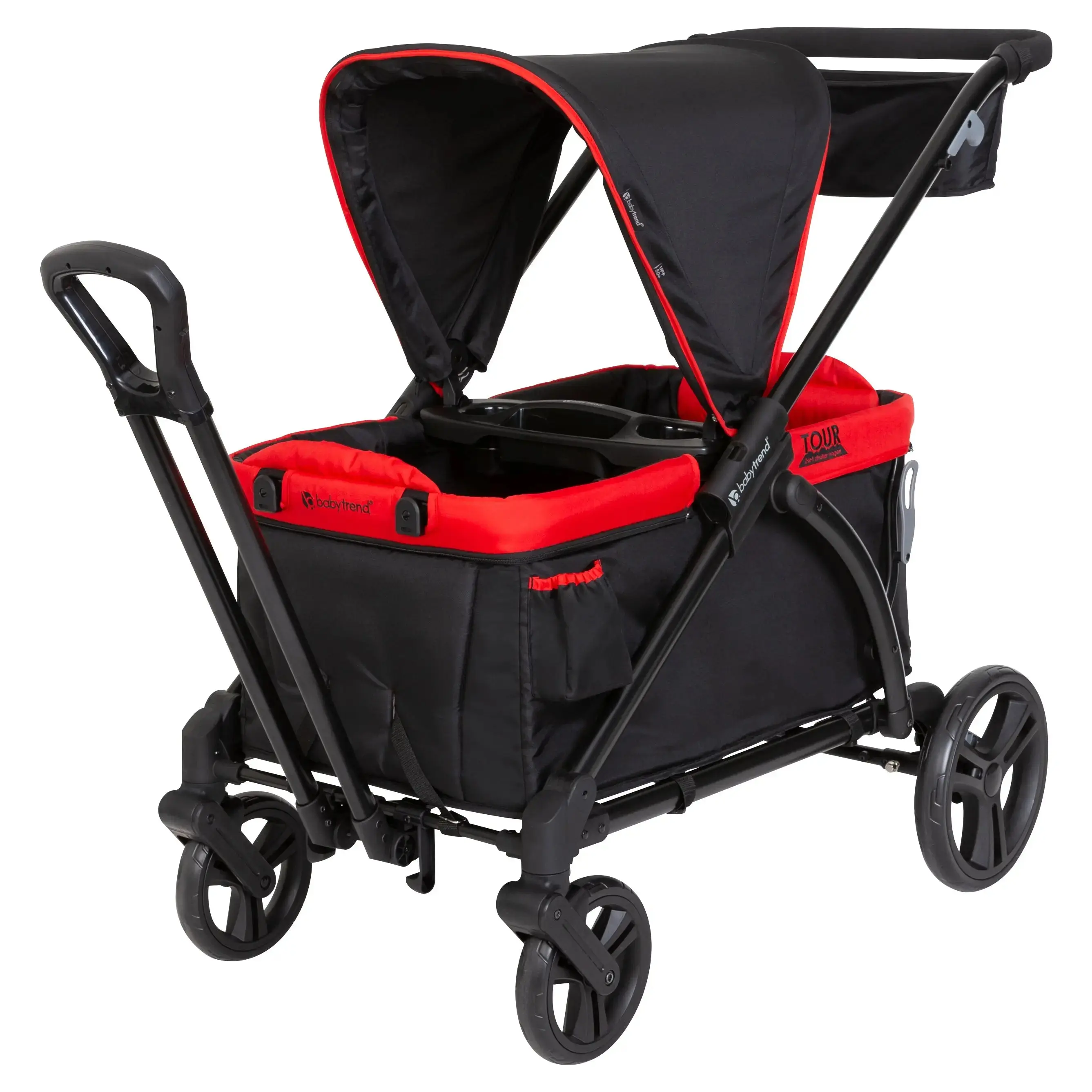 Baby Trend® Mars Red Tour™ 2-in-1 Compact Foldable Stroller Wagon w/ Extra Large Ratcheting Canopy for Sun Protection