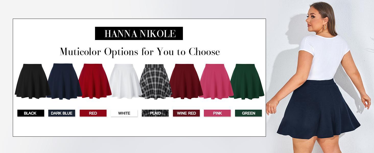 【S-XL&16-28W】Hanna Nikole Women Plus Size Casual Mini Skater Skirt Elastic Lining High Waist Basic Flared Skorts Pleated with Pocket Black Womenswear Palda Fitted Minimalist Bottom mini skirt #TikTokShopBlackFriday SpringStatements
