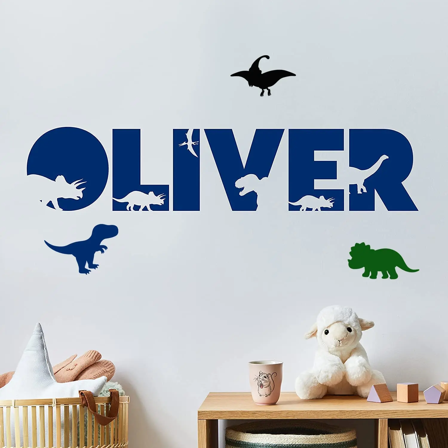 Dinosaur Custom Wall Name Decal for Nursery Dino Room Decor and Baby Boy Wall Sticker