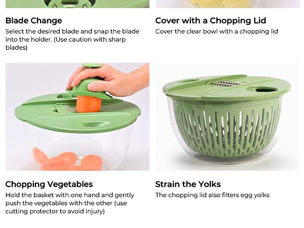 pukomc  5-in-1 Salad Spinner & Veggie Cutter w/Stainless Steel Blades – Washer & Prep Tool - Ultimate Kitchen Utensils Set for Fruits & Vegetables