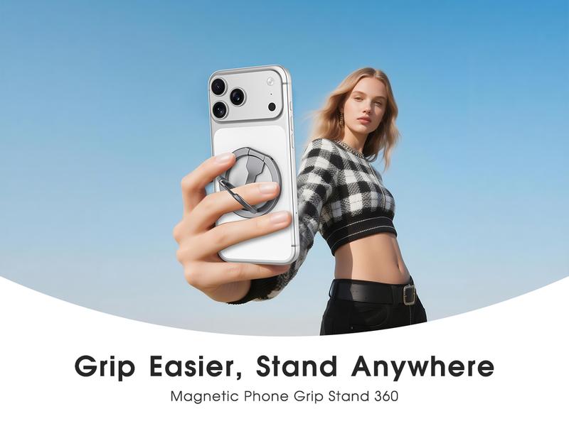 Double-Sided Magnetic Phone Stand Adjustable & Compatible with iPhone 12-17 Series Portable Multi-Scene Use Operable with One Hand Smartphone Cellphone Mount