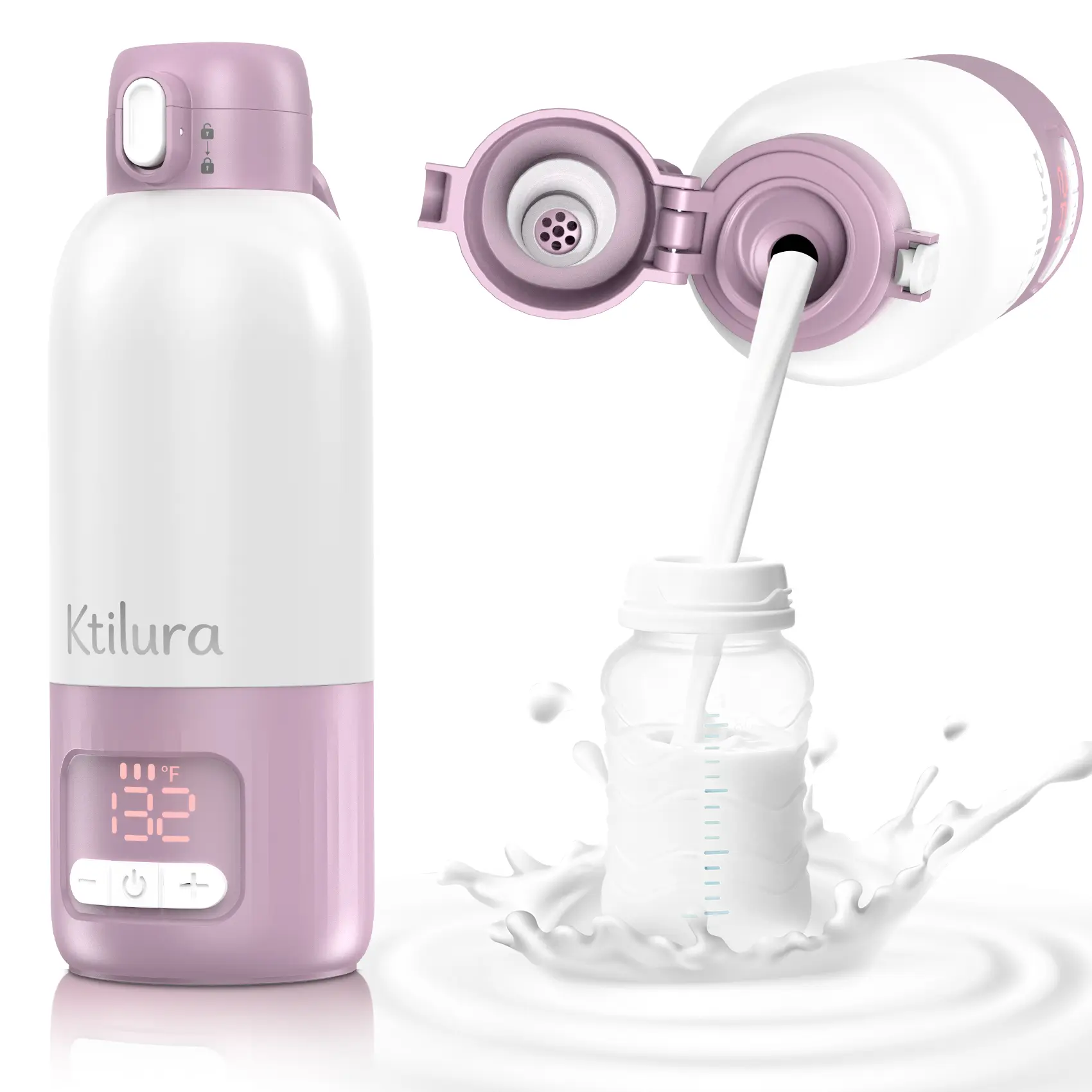 Portable Bottle Warmer for Travel,Fast Heating Milk Warmer On The Go,17 OZ Water Warmer for Breast Milk, Formula,Water,Temp Control 98°F -212°F,Baby Essentials for Outdoor Airplane Car Journey