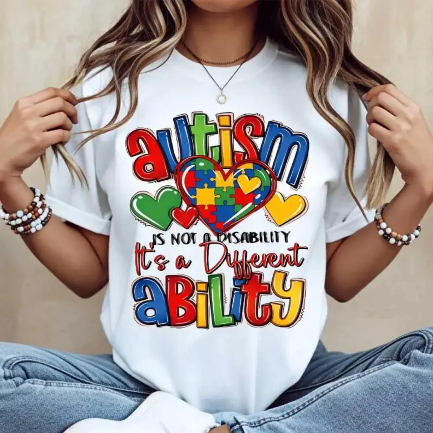 Autism Is A Different Ability Casual Loose Fit T Shirt For Women Autism Awareness Everyday Wear