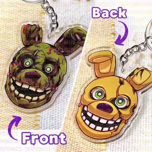 Springtrap, Spring Bonnie, Yellow Rabbit 3" Double-Sided Acrylic Charm Keychain FNAF (Five Nights at Freddy's)