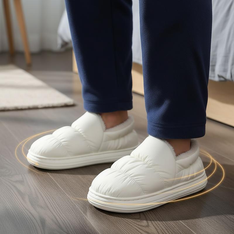 Puffy Cloud House Slippers Cozy Fuzzy Lined Thick Sole Winter Shoes Trendy Bread Style Warm Keeping Heat Retention winter warm fleece