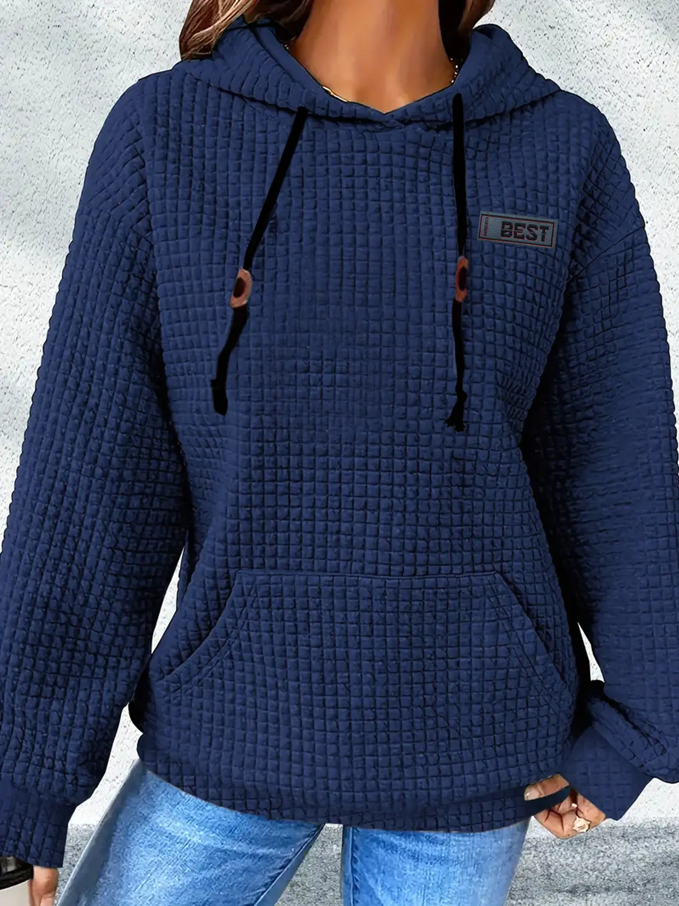 Autumn Winter New Hooded Sweatshirt, Loose-Fit Casual Style, Waffle Knit Fabric, Pocket Design, Fashionable for Teen Boys & Girls, Hot Trending Hoodies, Casual Cozy Sweatshirt, Casual Streetwear Sweatshirt, Casual Warm Sweatshirt