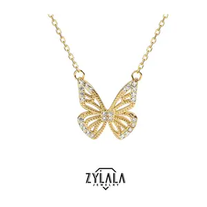 [283] Sterling 925 Silver Butterfly Design Necklace Cute Elegant Style Delicate Gift For Women Girls