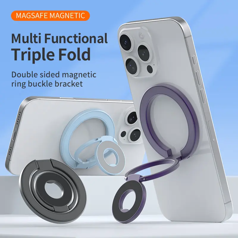 MagFlex Dual Magnetic Mobile Phone Stand - Magnetic Smartphone Holder, Adjustable Phone Stand, Foldable Kickstand, 360° Rotation, Double-Sided Magnet, MagSafe Compatible, Easy On/Off, Gym-Ready Mobile & Smartphone Accessories for iPhone 17/16/15/14/13, St