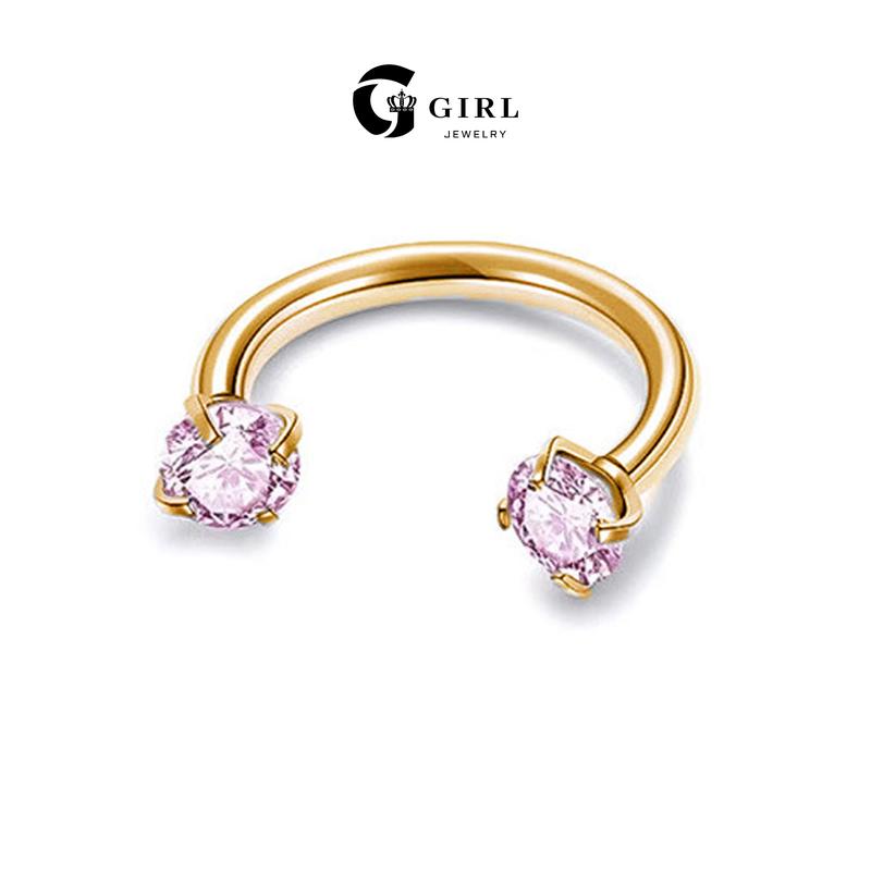 GGIRL 18G 8mm Horseshoe Nose Hoop Internally Threaded 3mm Artificial Zircon with Free Ball Holder Fashion Jewelry Gift for Holiday Haul Christmas Birthdays Anniversaries