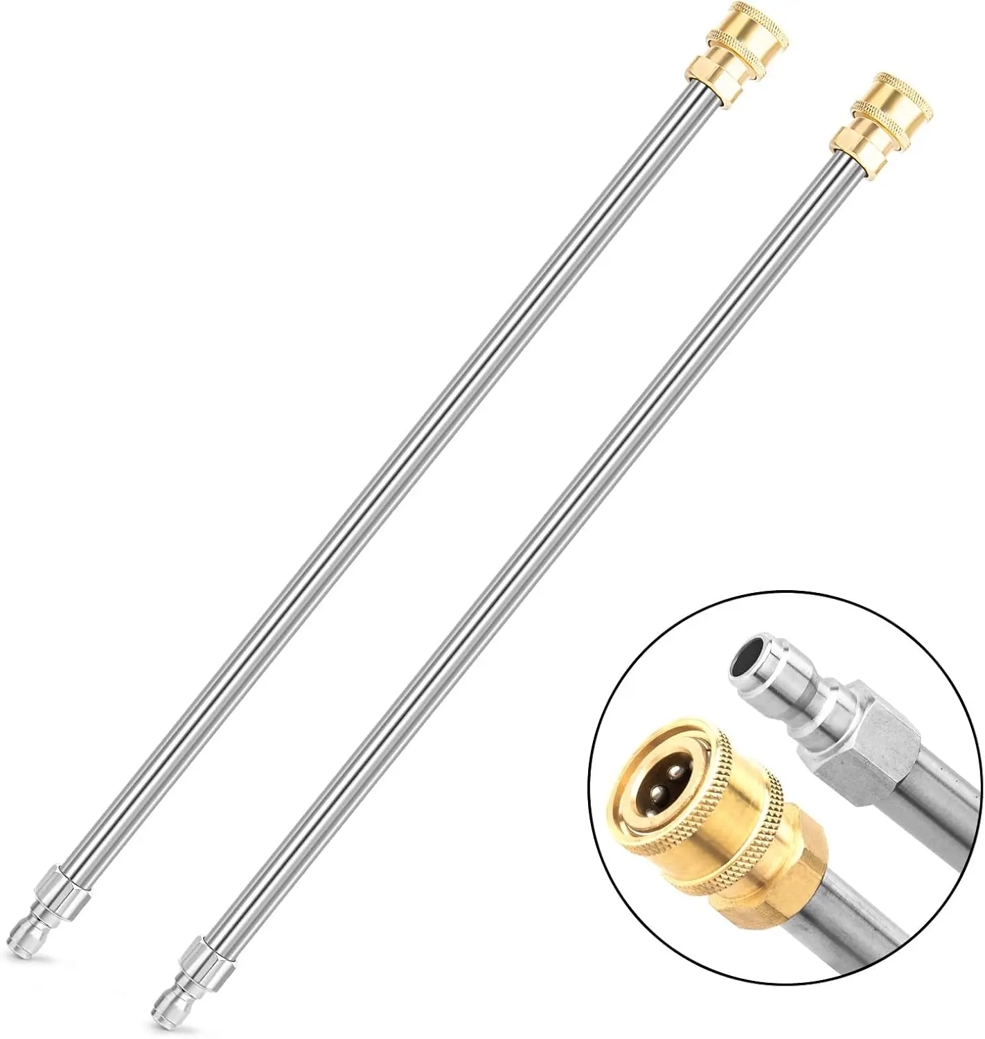 Pressure Washer Extension Wand, 2 x 17-in Stainless Steel Ergonomic Heavy Duty Lightweight Wands with 1/4" Quick-Connect Design, Fits Most Pressure Washers for Outdoor Cleaning, Vehicles, Gutters